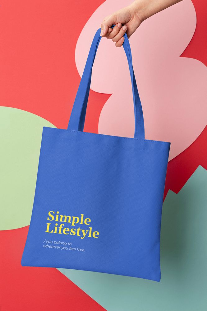 Colorful canvas tote bag mockup, editable design