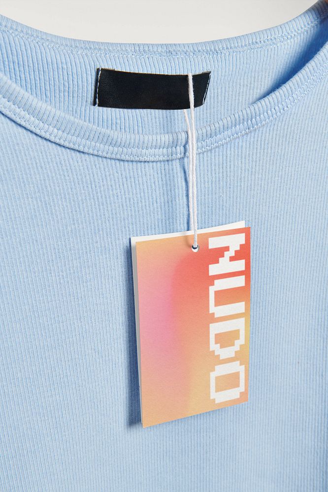 Clothing tag mockup on simple t-shirt, editable design