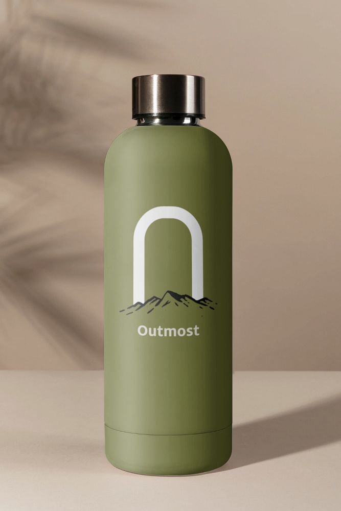 Green reusable bottle mockup, customizable tumbler