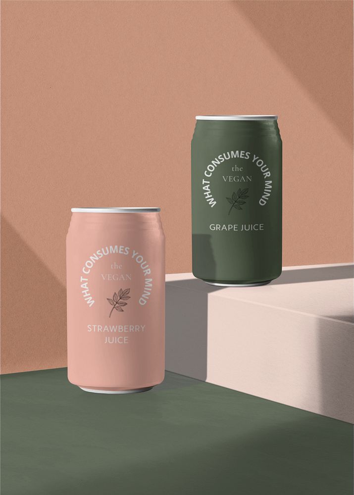 Can mockups, editable drink product backdrop