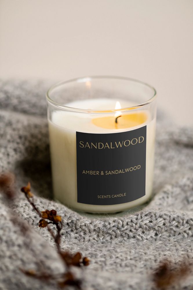 Scented candle label mockup, editable design