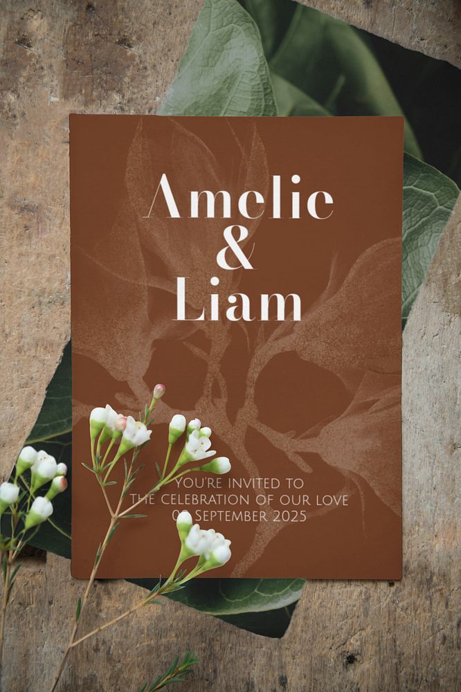 Editable poster mockup, wedding invitation