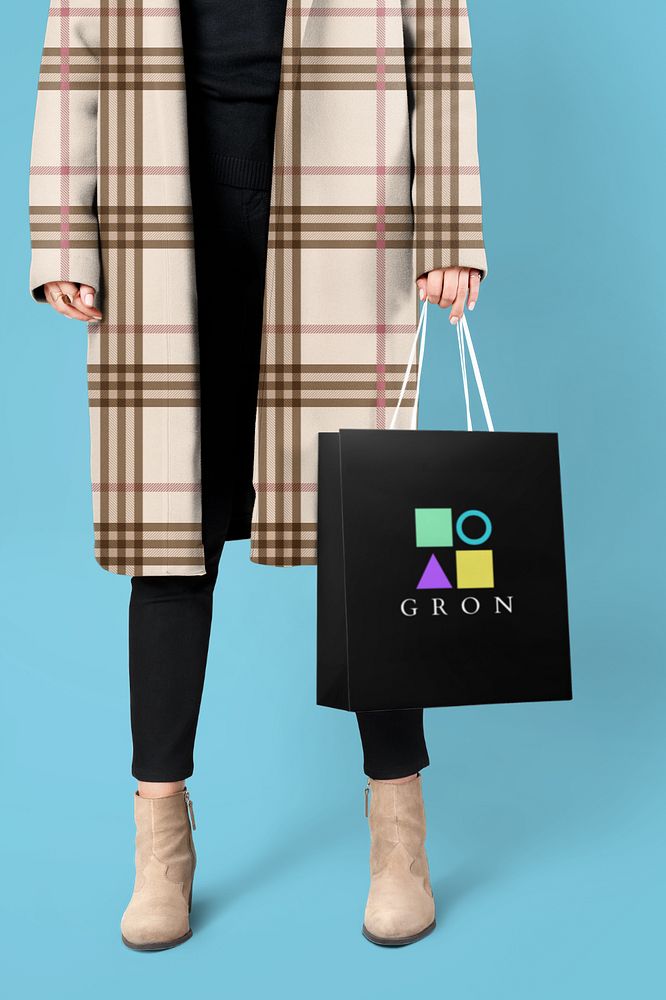 Shopping paper bag mockup, editable design