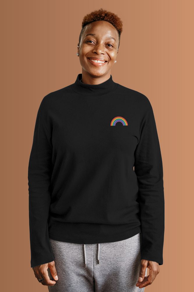 Black turtleneck sweater mockup, editable design