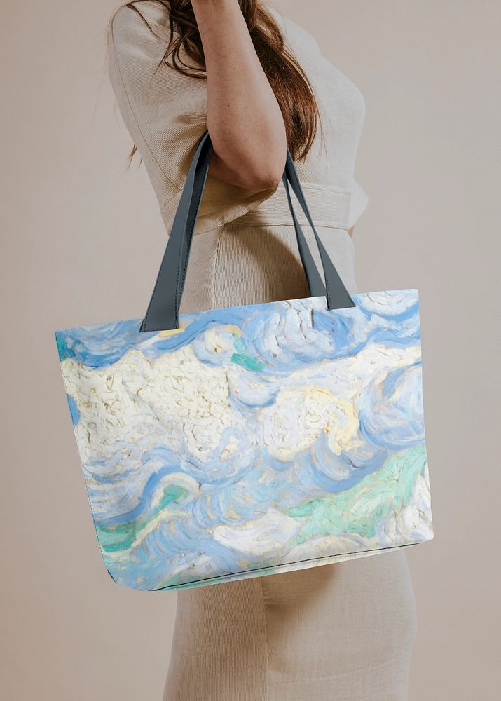 Editable canvas bag mockup, vintage famous painting print design, remixed by rawpixel