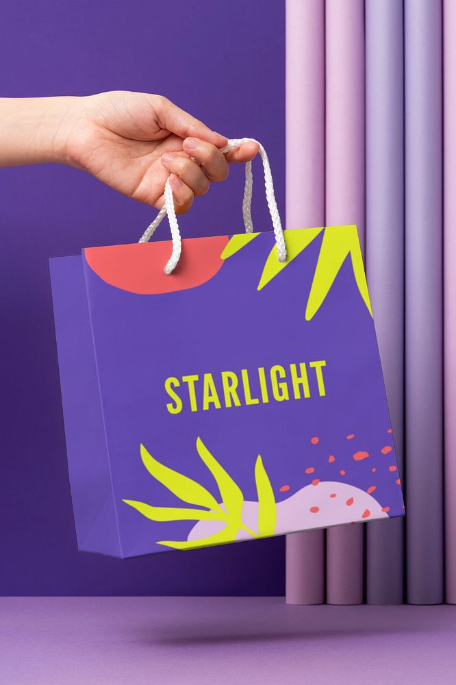 Paper shopping bag mockup, editable colorful design