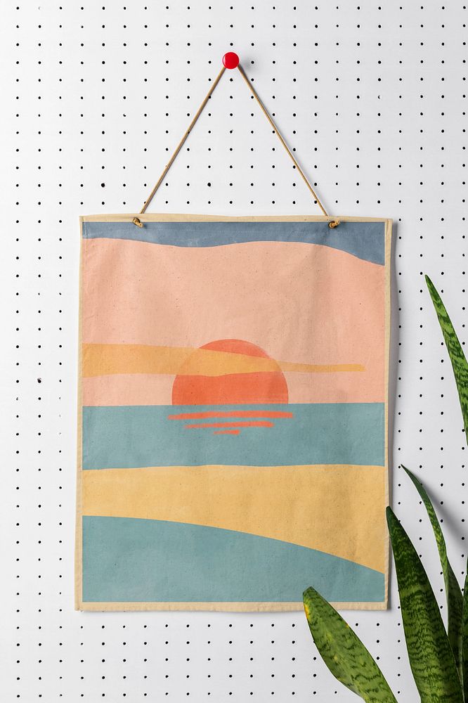 Hanging poster mockup, editable design