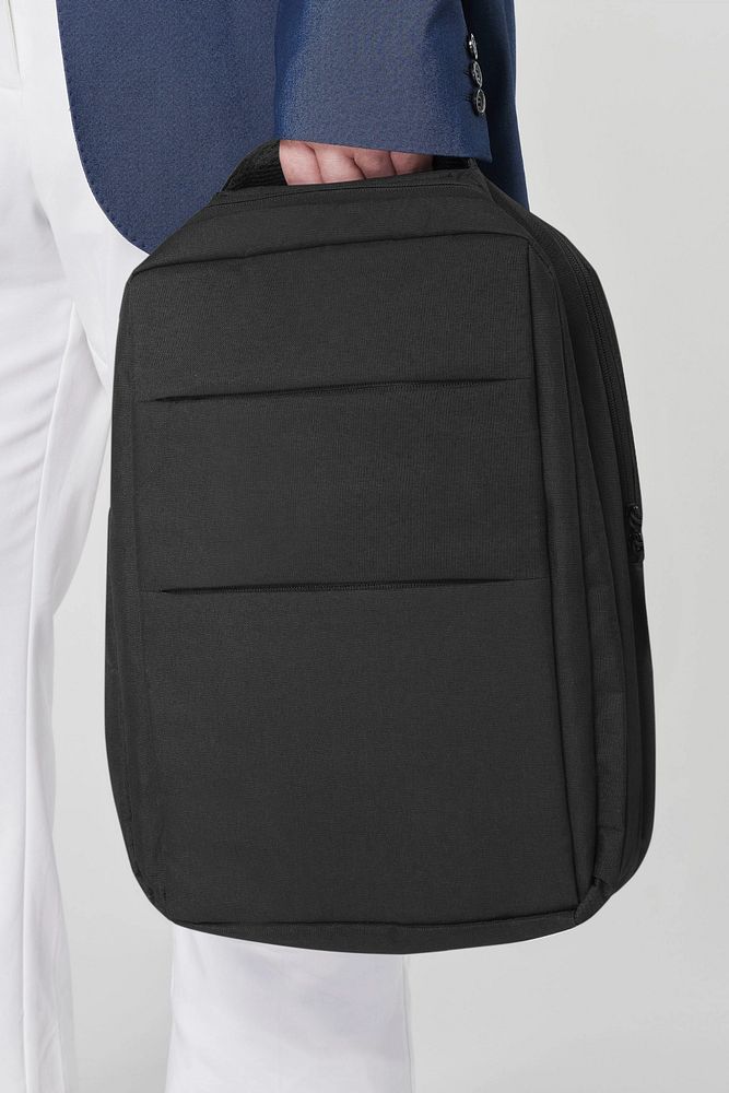 Black laptop bag editable mockup