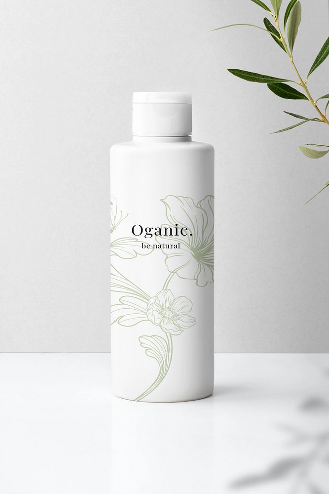 Beauty product bottle mockup, editable label design