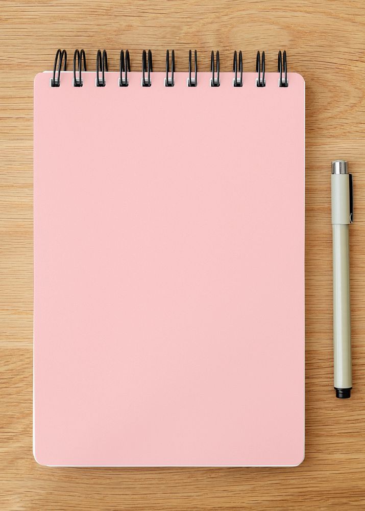 Pink ring binder notebook mockup, editable stationery design