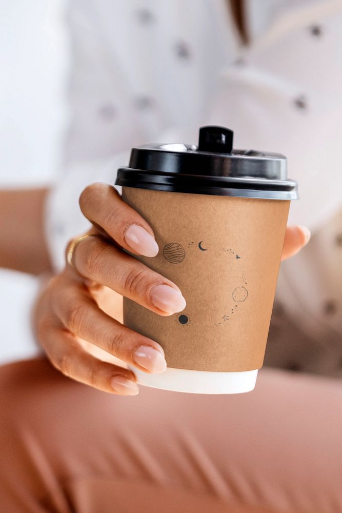 Kraft paper coffee cup mockup, editable product packaging design