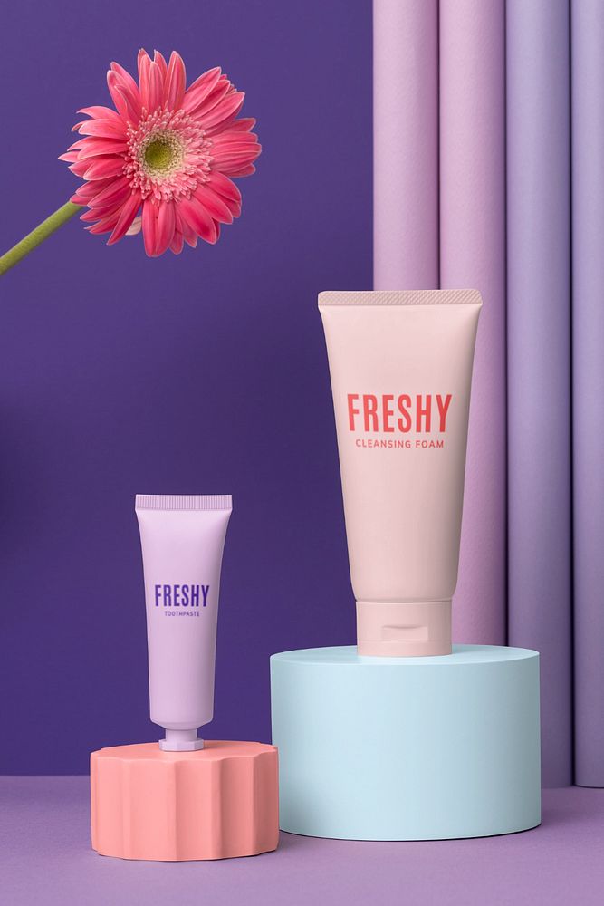 Cosmetic tube mockup, editable beauty product design