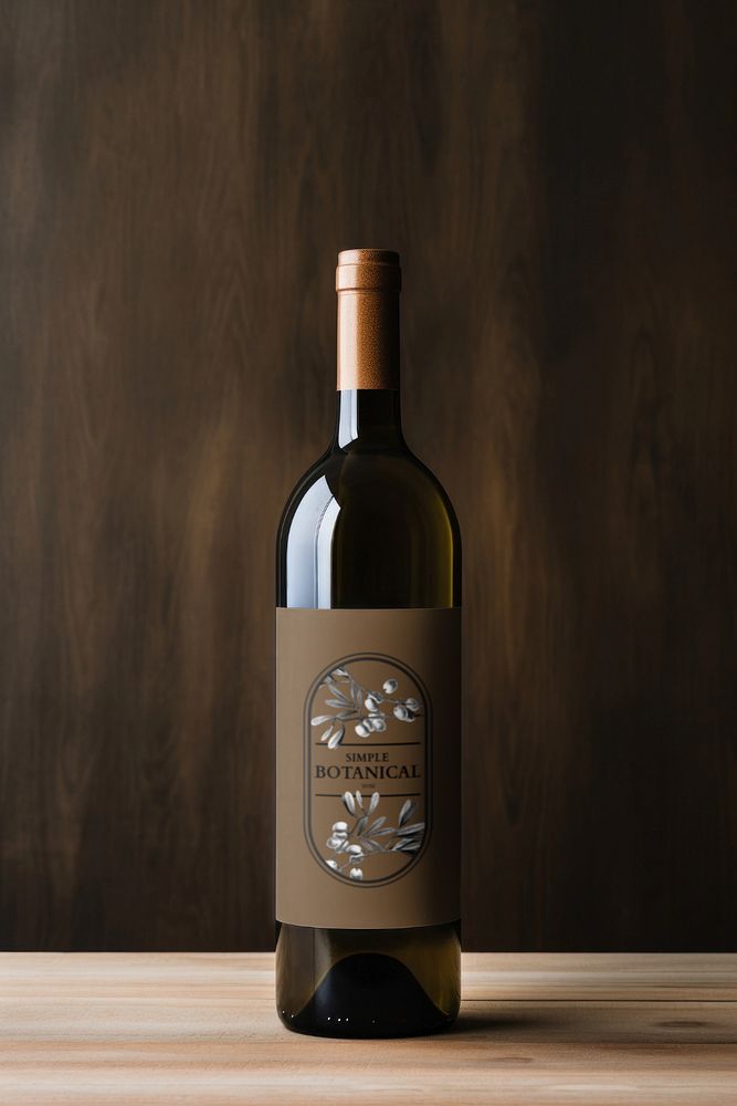 Wine bottle label  editable mockup, alcoholic beverage packaging 