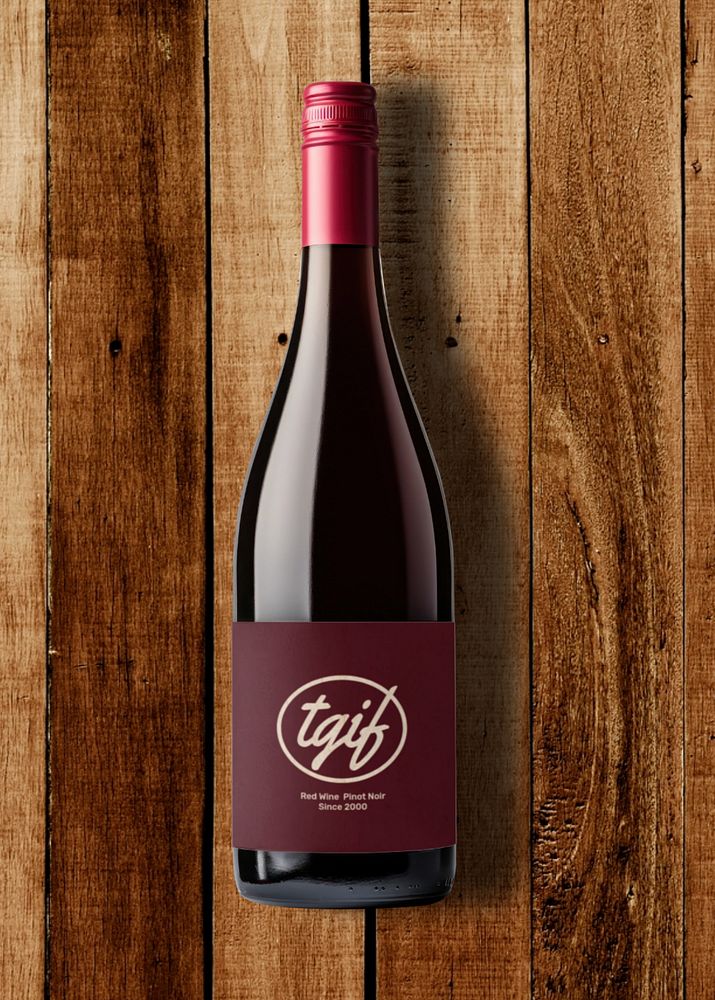 Wine bottle label  editable mockup, alcoholic beverage packaging 