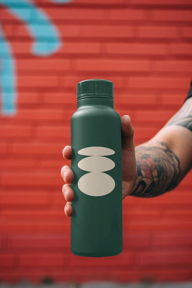 Stainless steel water bottle  editable mockup 