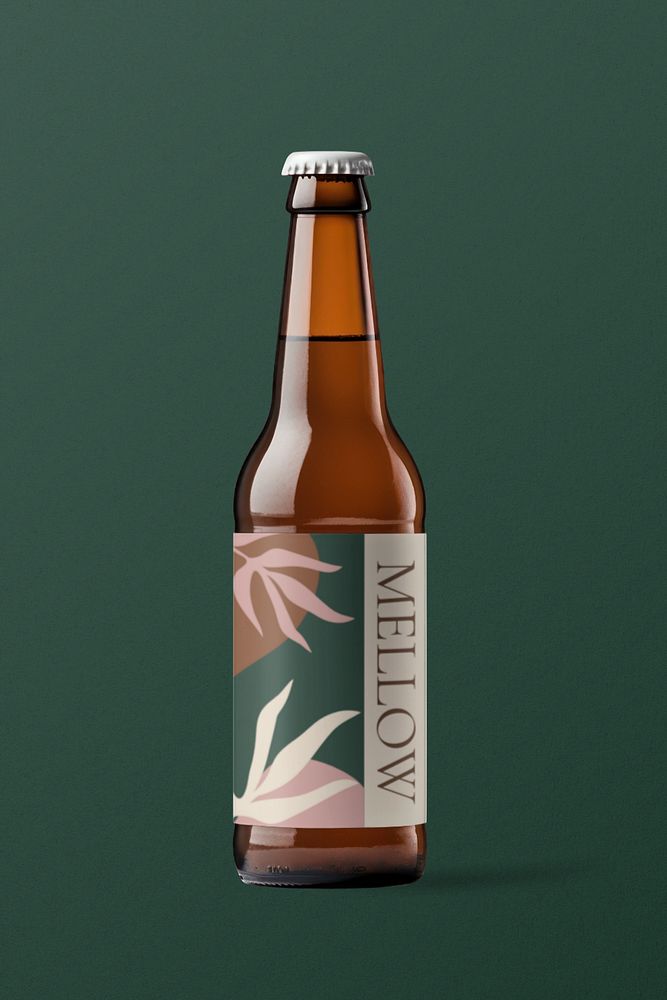 Beer bottle label  editable mockup, product packaging 