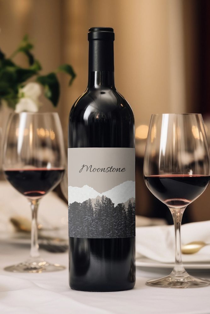 Editable wine label packaging mockup design