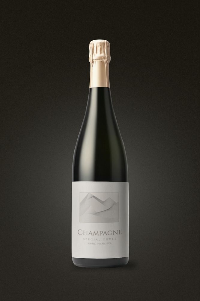 Editable champagne label packaging mockup design