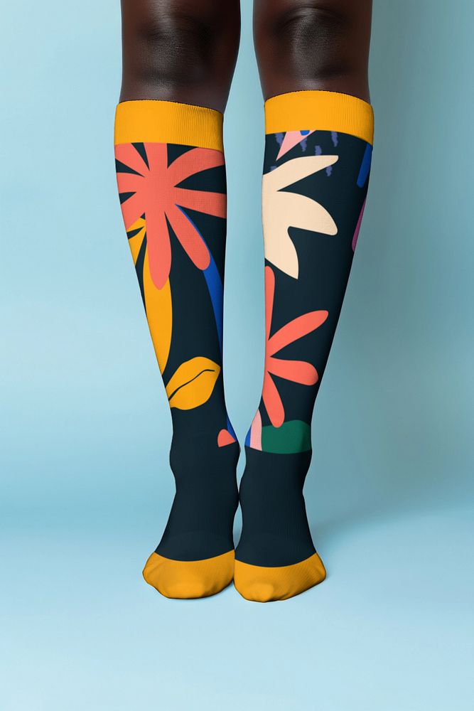 Editable high socks mockup casual fashion design