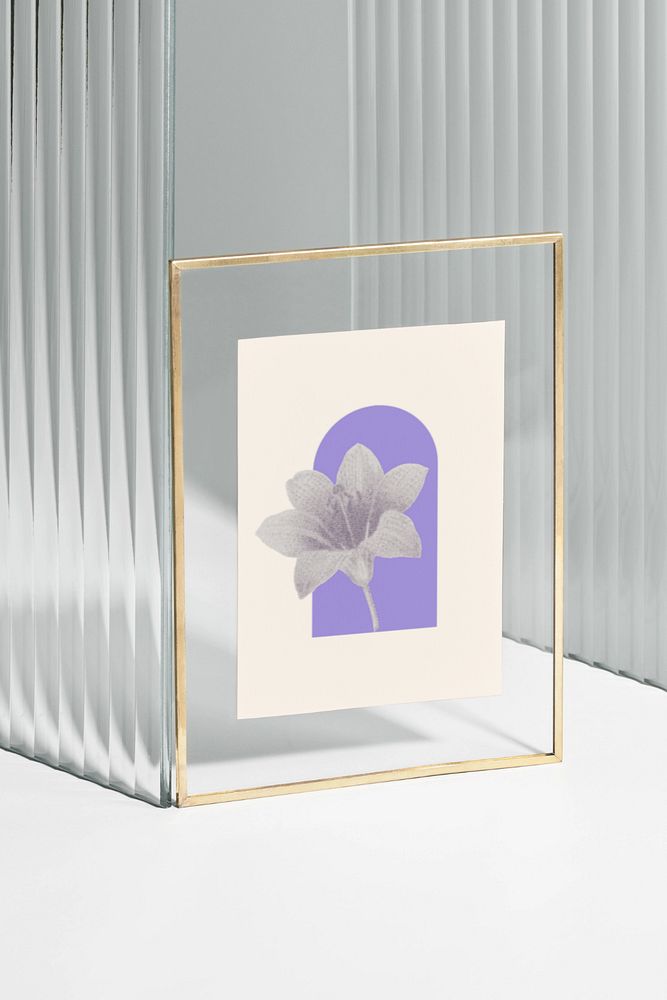 Picture frame mockup, editable brass design