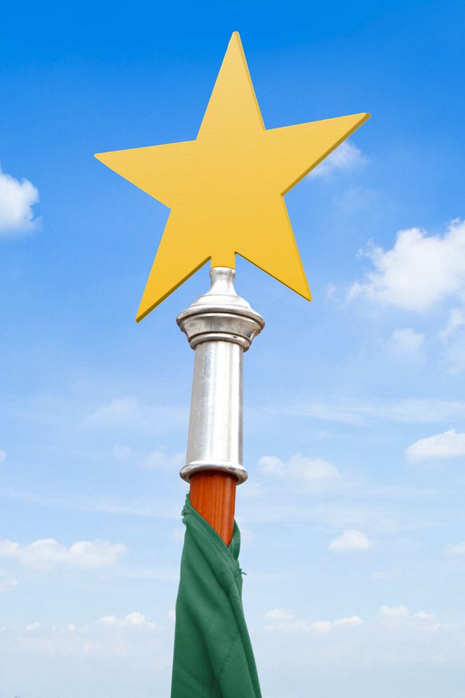 Star flagpole ornament  editable mockup