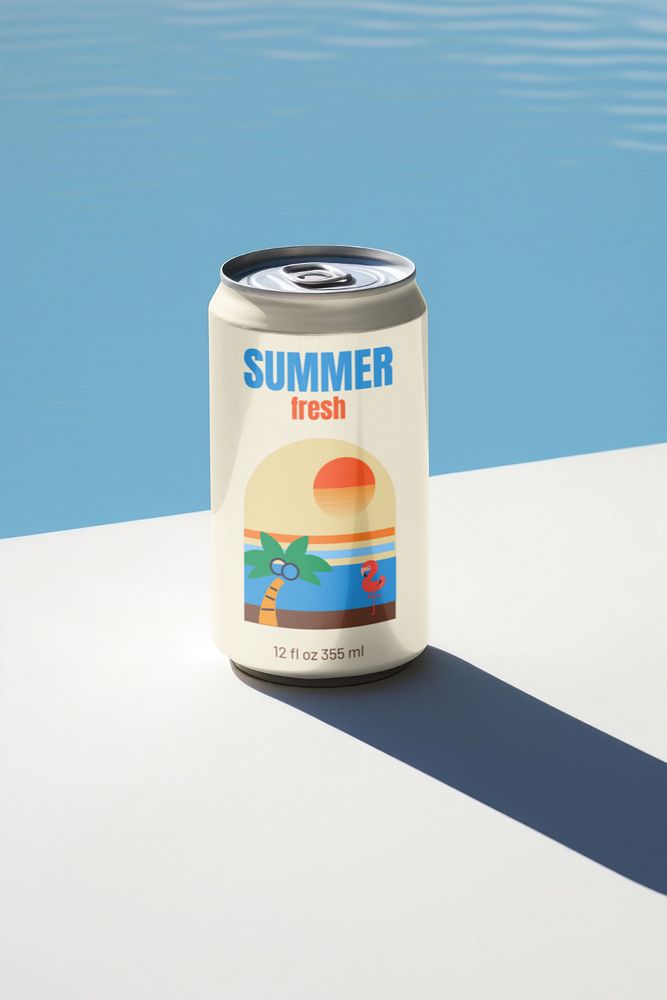 Soda can  editable mockup, beverage packaging 