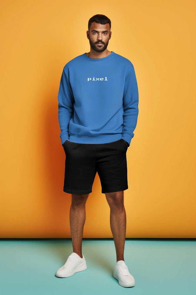 Men's sweatshirts  editable mockup, fashion design 