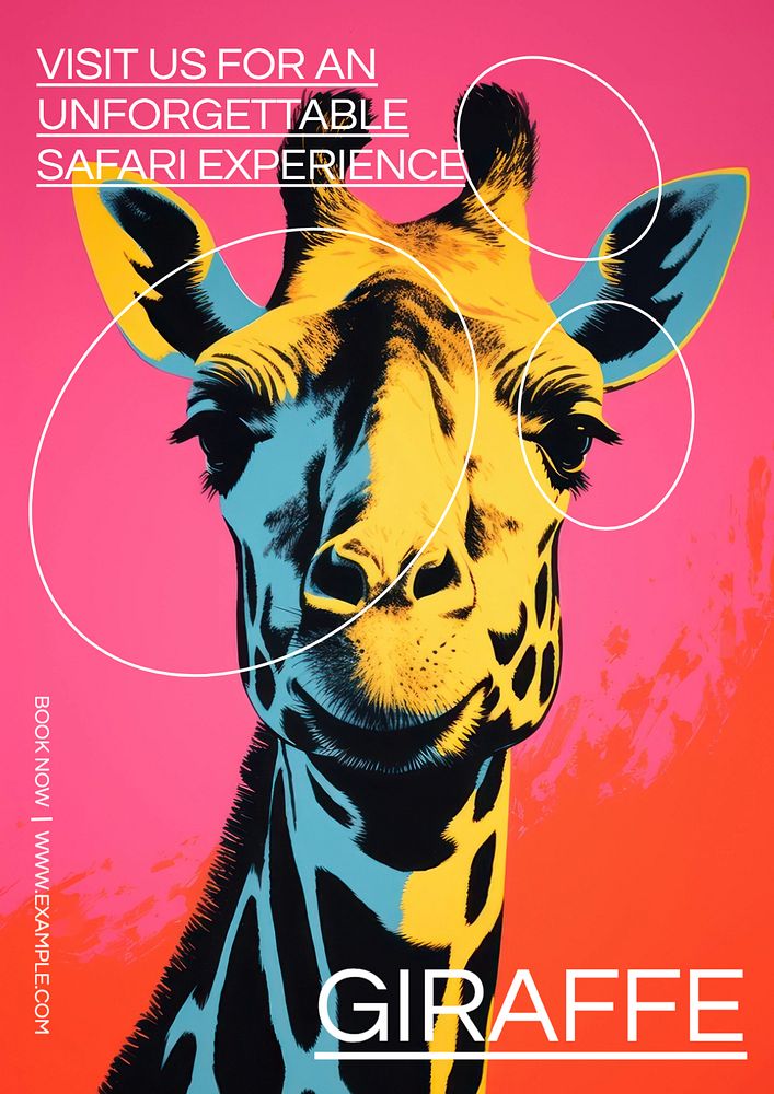 Giraffe safari poster template