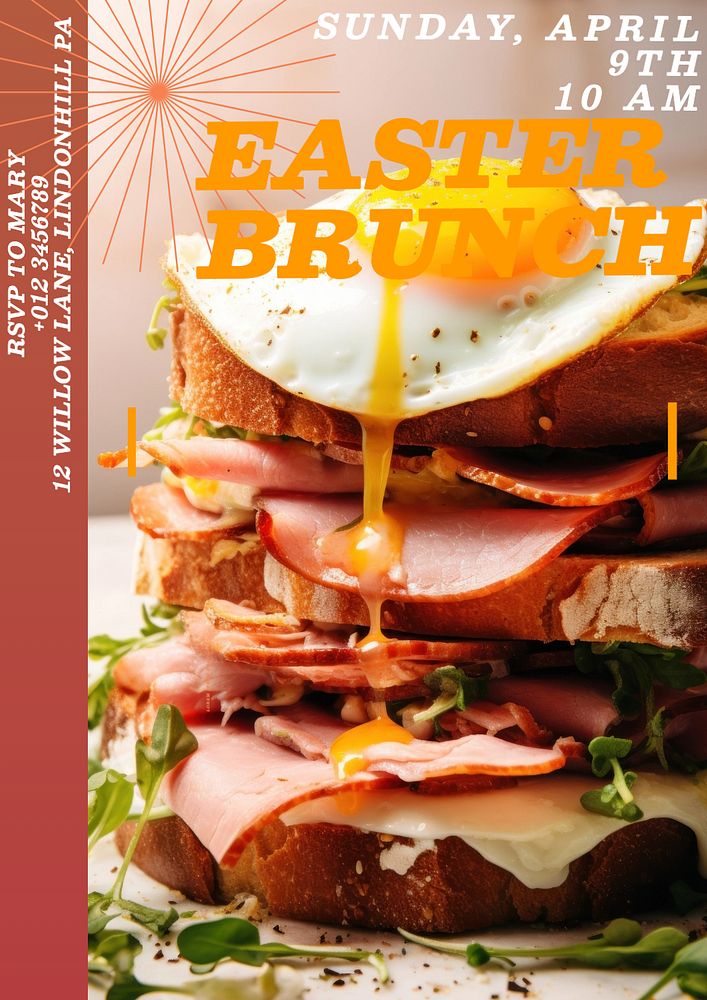 Easter brunch poster template