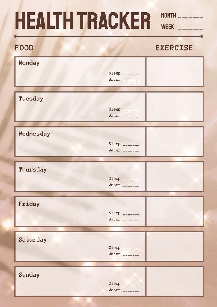 Health tracker planner template, editable design