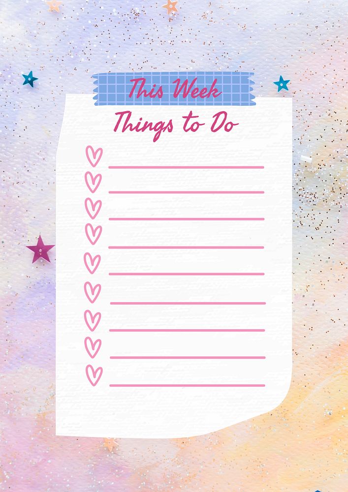 Things to do planner template, editable design