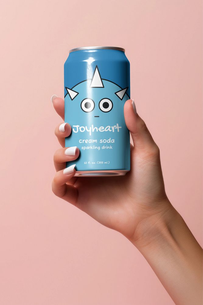 Blue soda can mockup, editable design