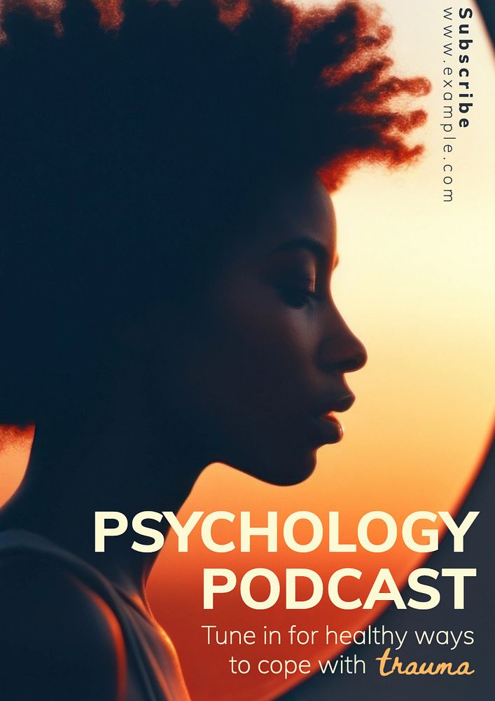 Psychology podcast poster template