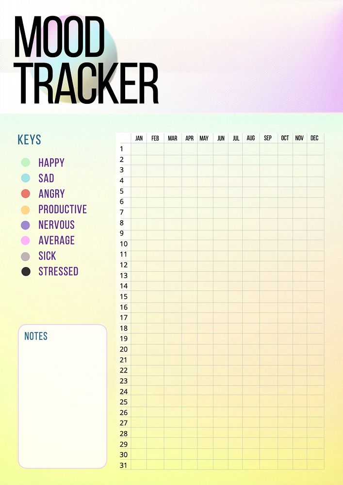 Mood tracker planner template, editable | Free Editable Template - rawpixel