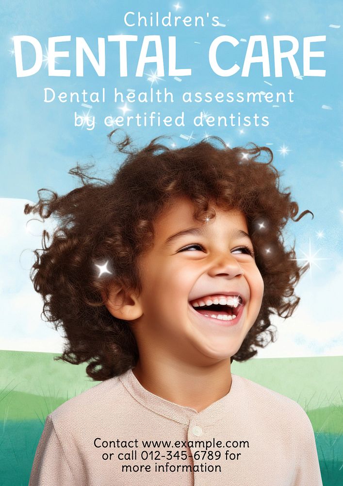 Children's dental care poster template