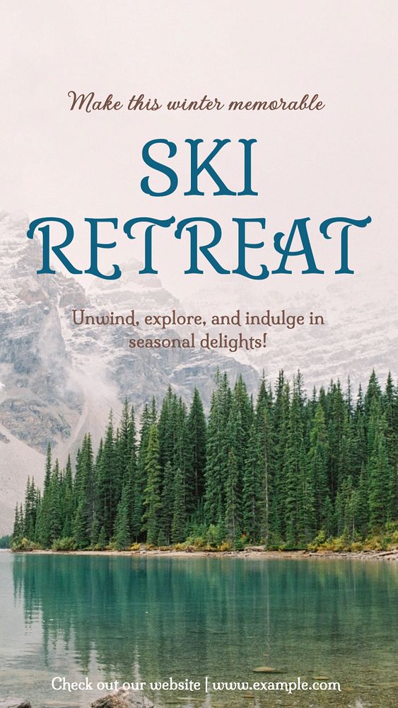 Ski retreat Instagram story template, editable text