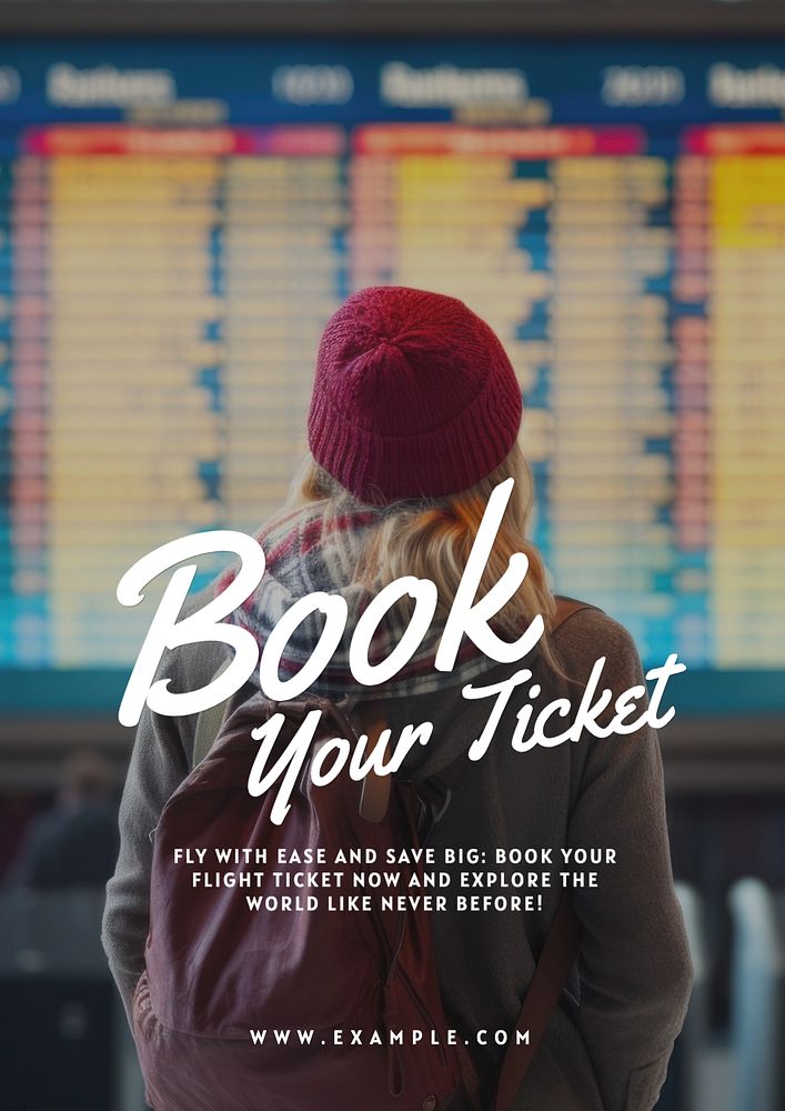 Flight ticket poster template, editable text and design