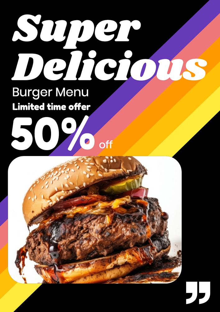 Burger menu poster template, editable text and design