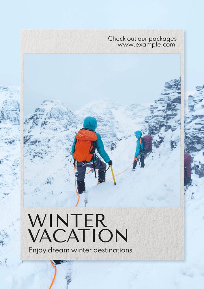 Winter vacation  poster template, editable text and design