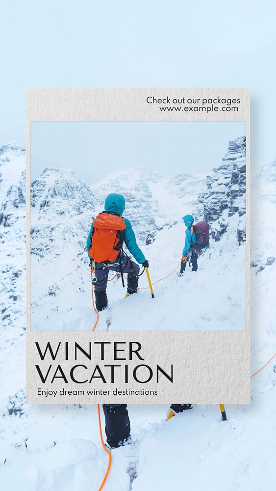 Winter vacation  Instagram story template, editable text