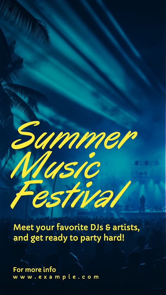 Summer music festival  Instagram story template, editable text