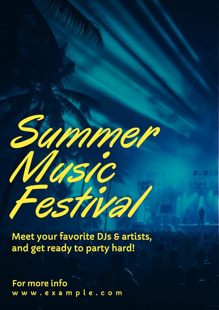 Summer music festival  poster template, editable text and design