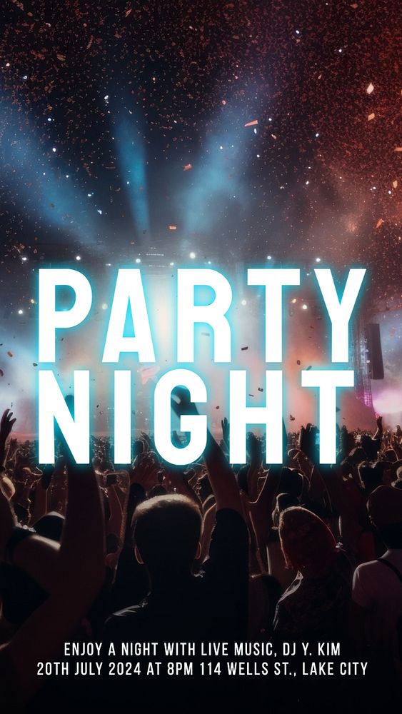 Party night  Instagram story template, editable text