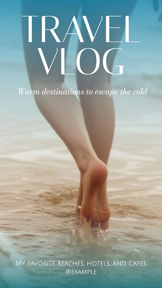 Travel vlog Instagram story template, editable text