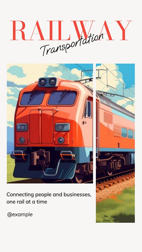 Railway transportation  Instagram story template, editable text