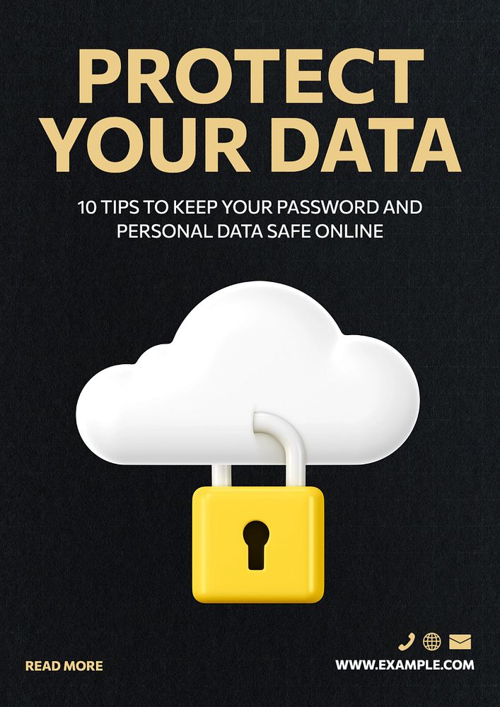 Data protection poster template, editable text and design