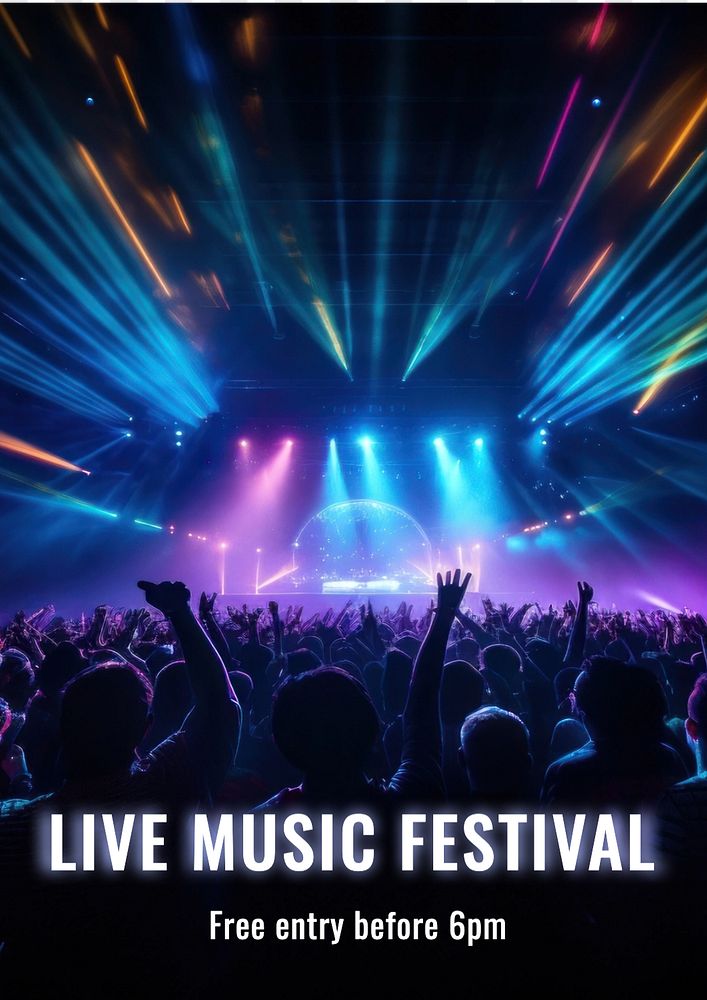 Live music festival  poster template, editable text and design