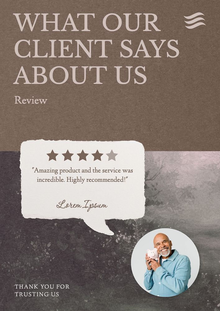 Client review  poster template, editable text & design