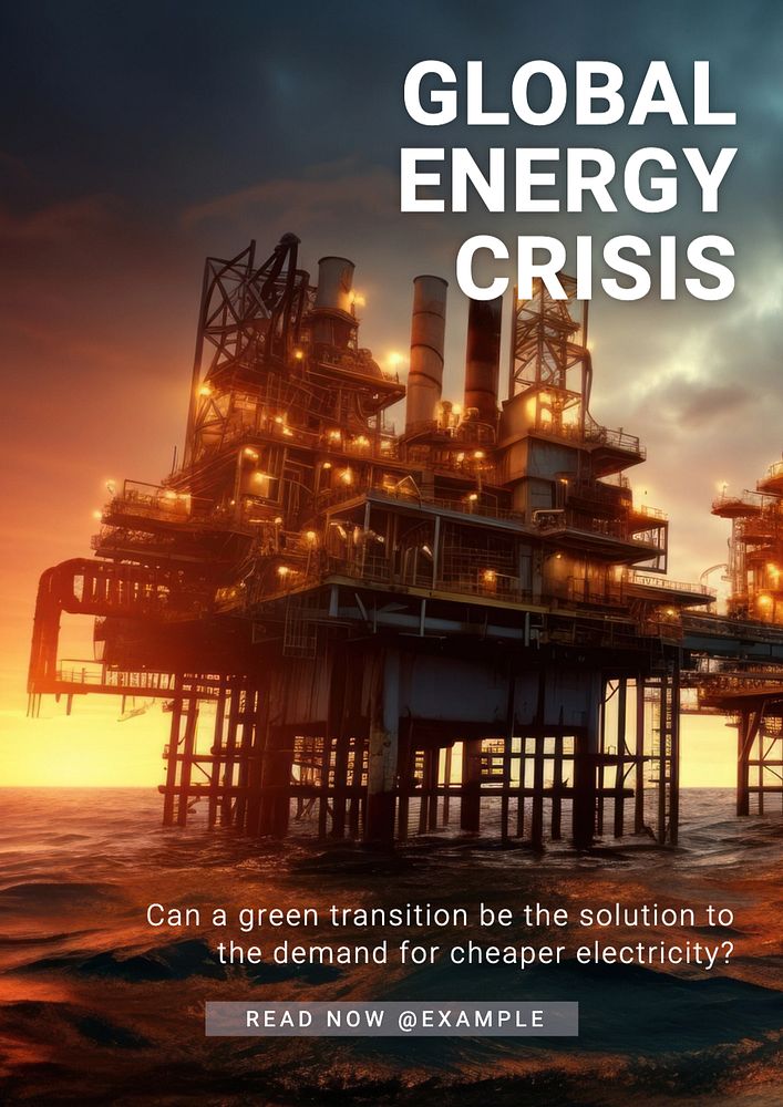 Global energy crisis poster template, editable text and design