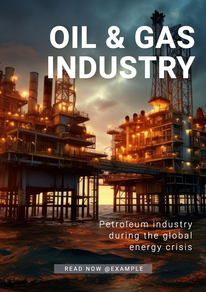 Oil & gas industry poster template, editable text and design